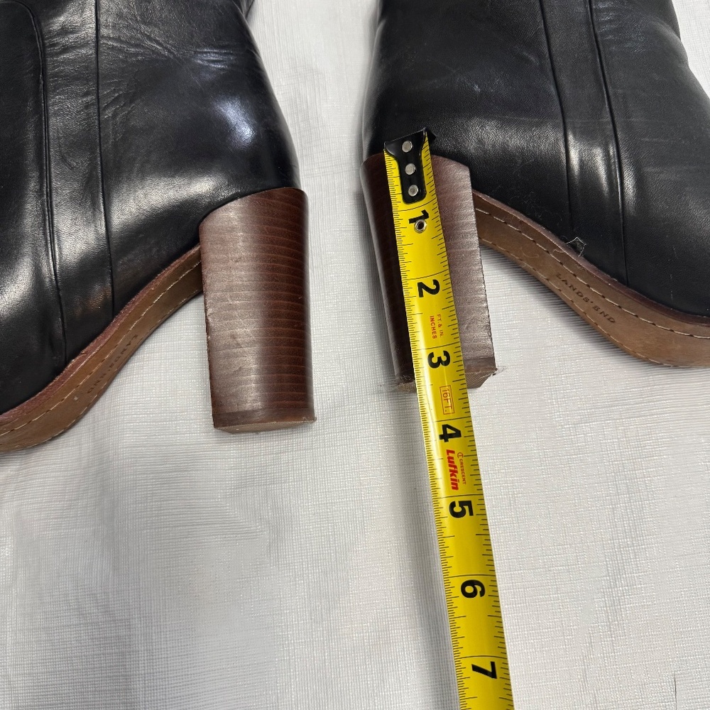 Lands' End Black Leather Heeled Boots - Picture 3 of 9
